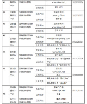 重庆市互联网新闻信息服务许可公示